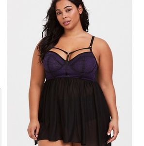 Purple & Black Underwire BabyDoll Intimate wear